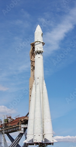rocket on a background dark blue sky in Moscow, Russia