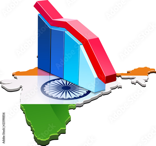 Statistiques de l'Inde à la baisse (détouré)