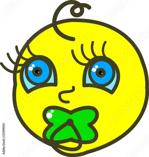 Ilustration of a baby suckling on a pacifier