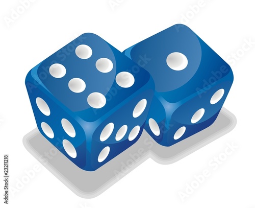 two blue vector dice