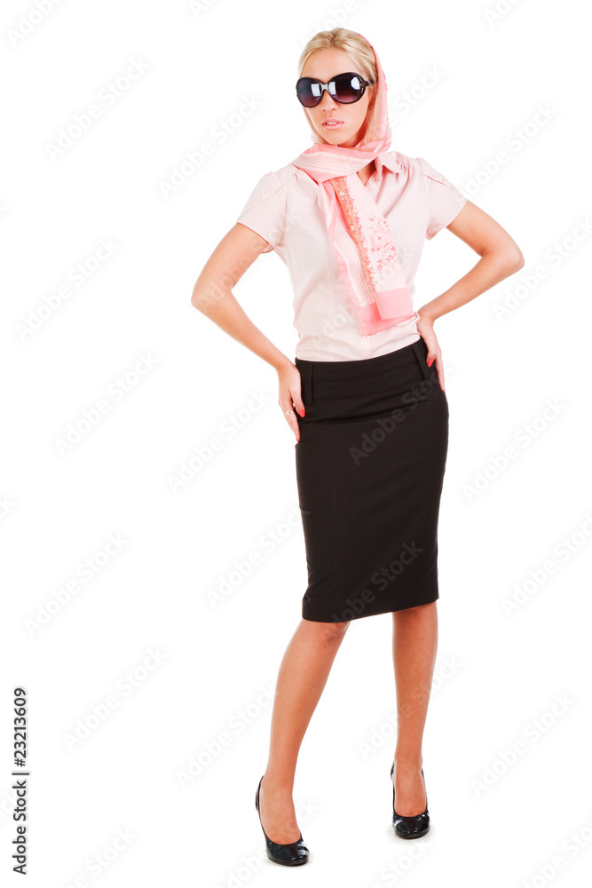 Fototapeta premium Beautiful young girl in pink blouse