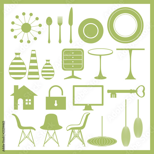 Furniture and home goods icon set