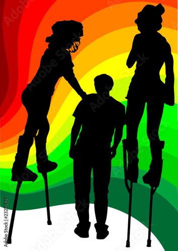 Artists on stilts