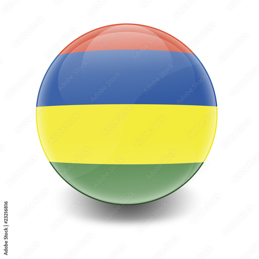 Esfera brillante con bandera Mauricio