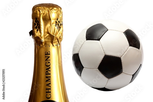 champagner and a soccer ball photo