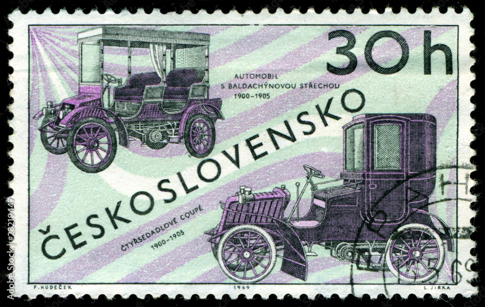 Postmark. Old cars.