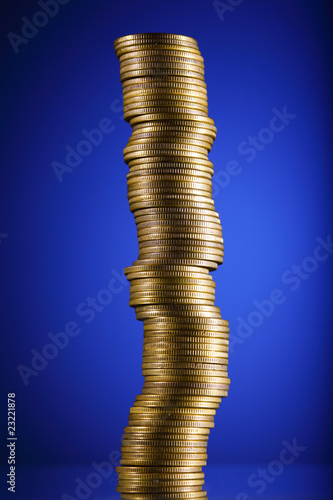 coins on blue