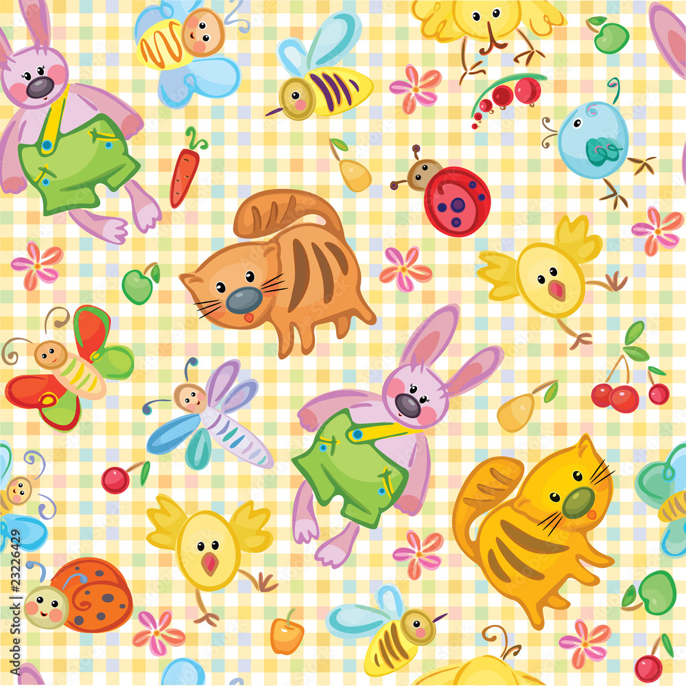 Cute seamless animal's pattern for your design. Cute seamless animal's pattern for your design.