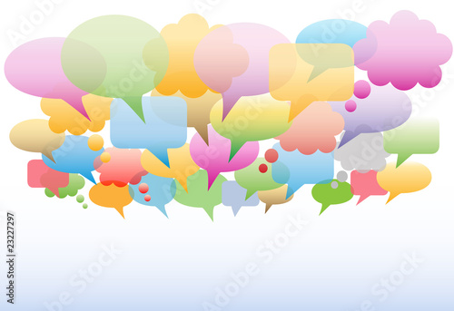 Social media speech bubbles gradient colors background