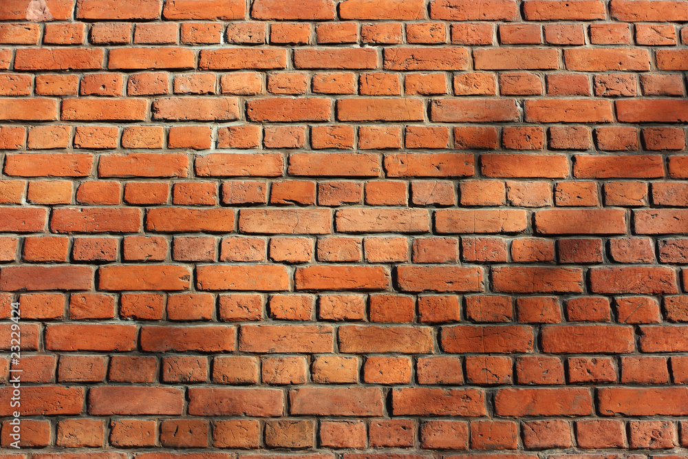 Century years old brick wall of Roman Catholic church Century years old brick wall of Roman Catholic church