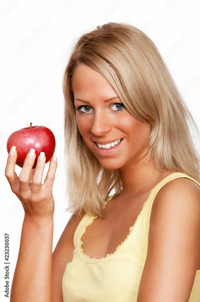 Frau mit rotem Apfel Frau mit rotem Apfel