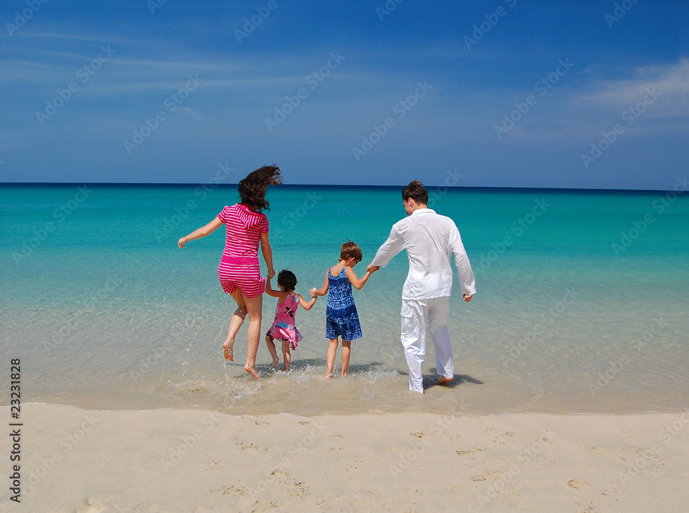 Family on the tropical beach
