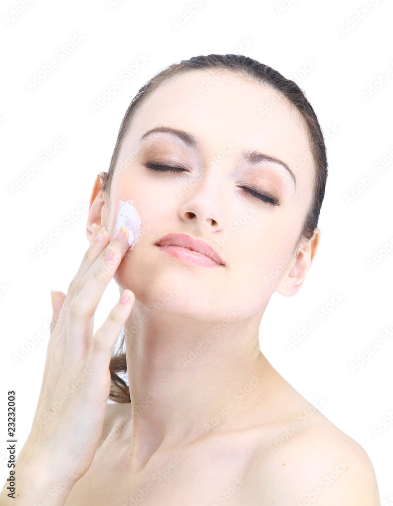 Portrait of young adult woman with health skin of face Portrait of young adult woman with health skin of face