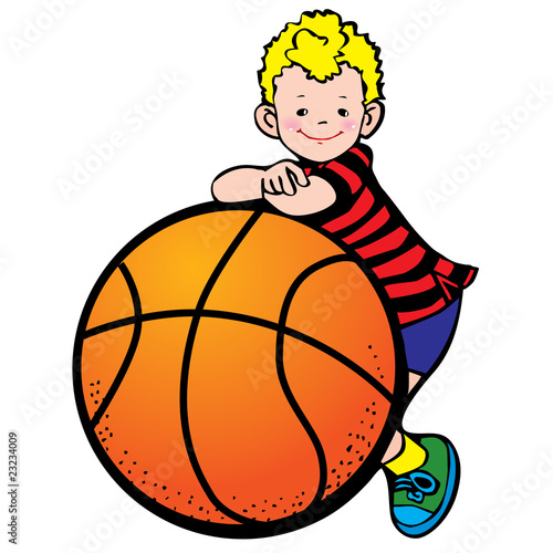 A boy with a basketball ball. Vector art-illustration. © Tetiana Nikonorova