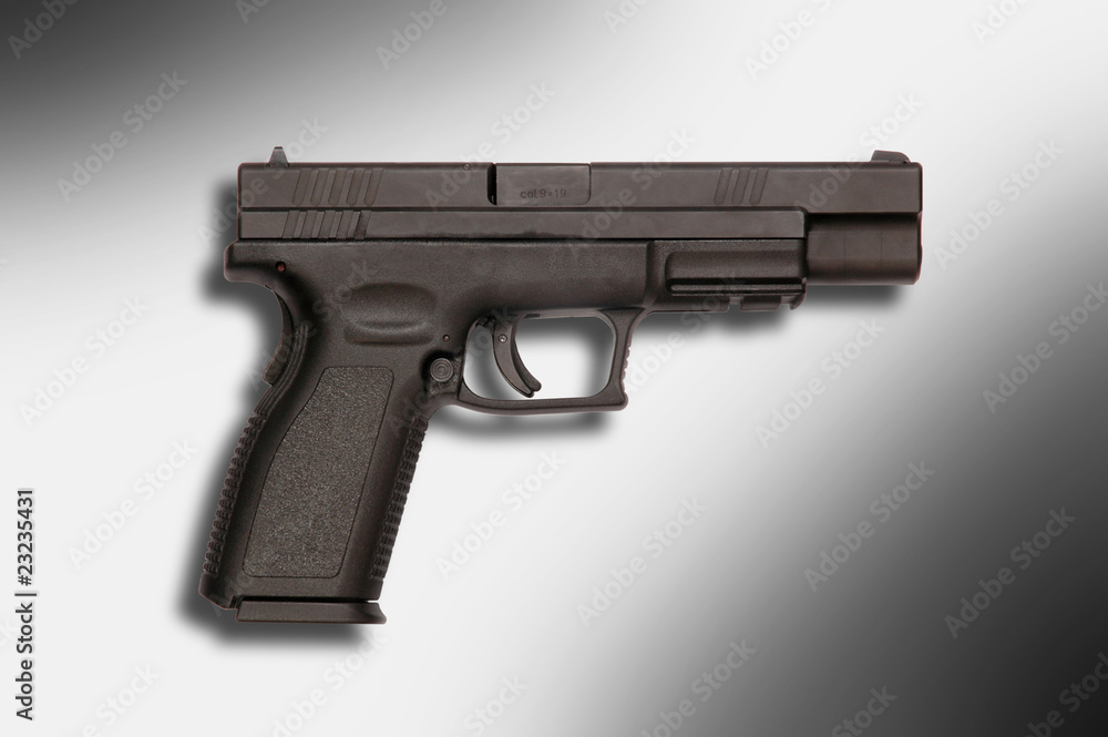 Side view of a Springfield semiautomatic pistol Side view of a Springfield semiautomatic pistol