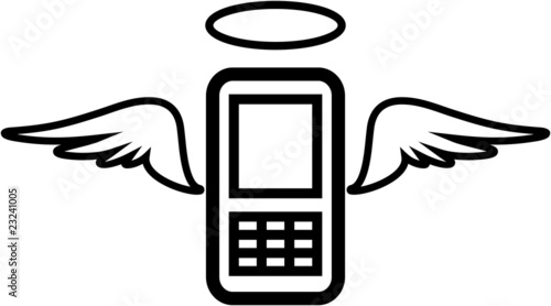 Vector funny mobile phone illustration - Angel