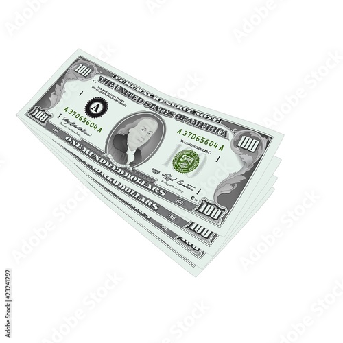 100 dollars notes isolated