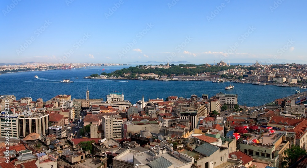 Istanbul Golden Horn Panorama from Galata Tower, Turkey