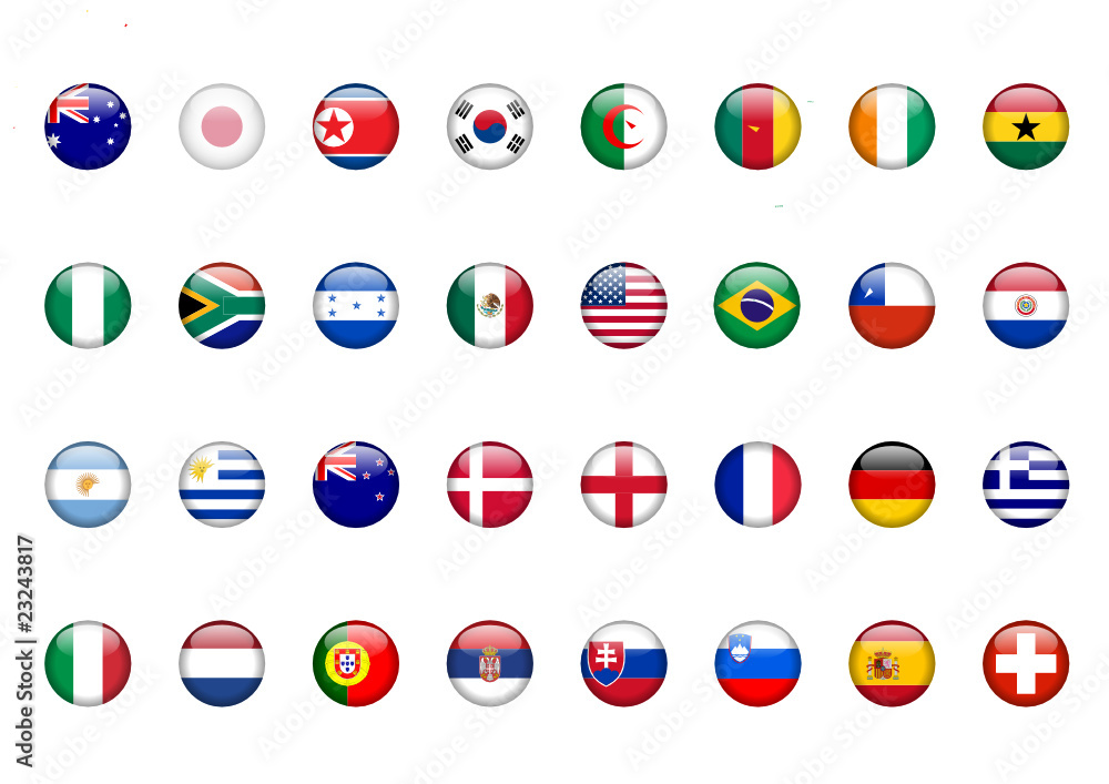 Flag Buttons (football soccer world cup global south africa) Flag Buttons (football soccer world cup global south africa)