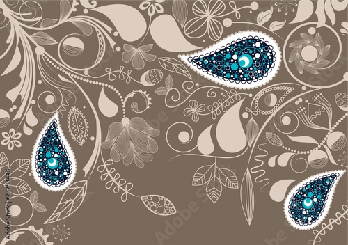 Vector floral frame, paisley motif