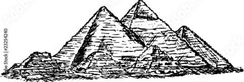 vector - pyramid in Giza ,isolated on background