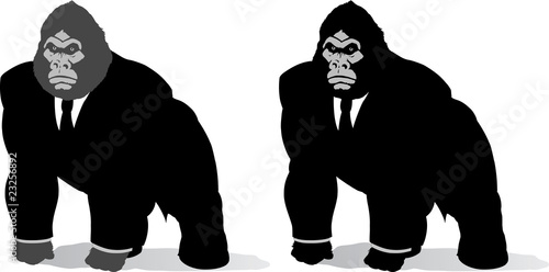 Gorilla in suit, done in a stylized format.