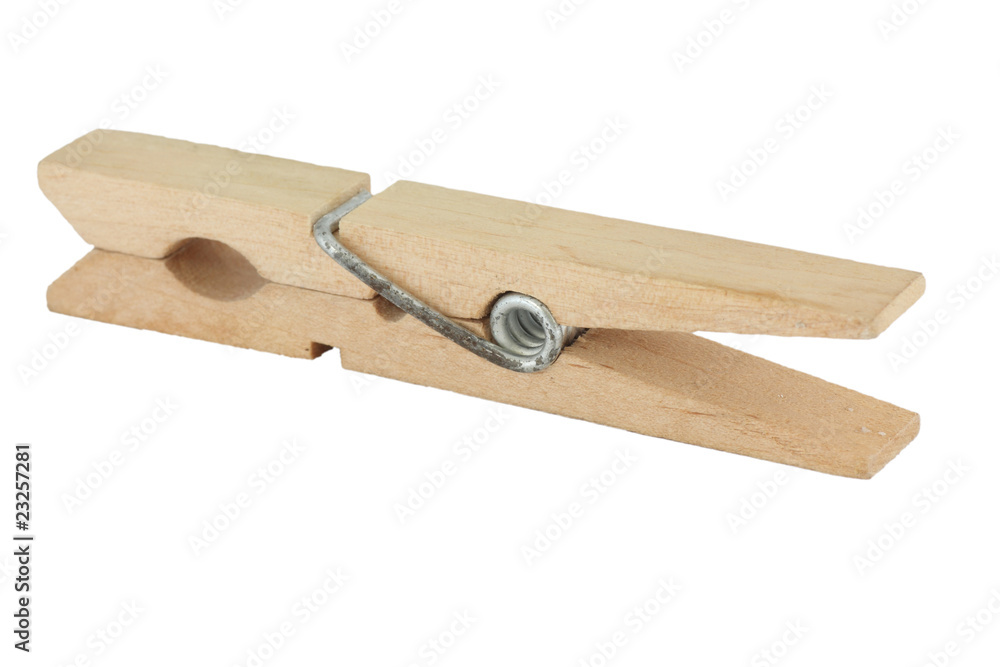 Standard wooden clothespin isolated on white Standard wooden clothespin isolated on white