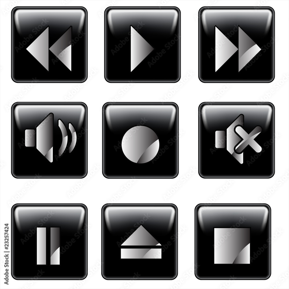 Media player button set vector Media player button set vector