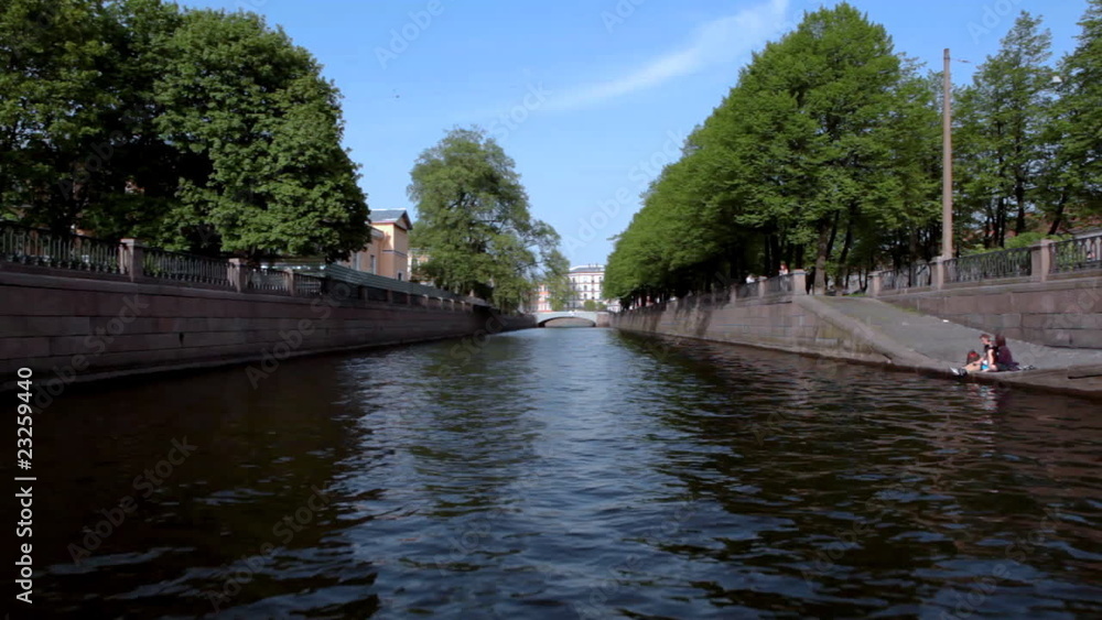 Sail along channel in trees, St. Petersburg Sail along channel in trees, St. Petersburg
