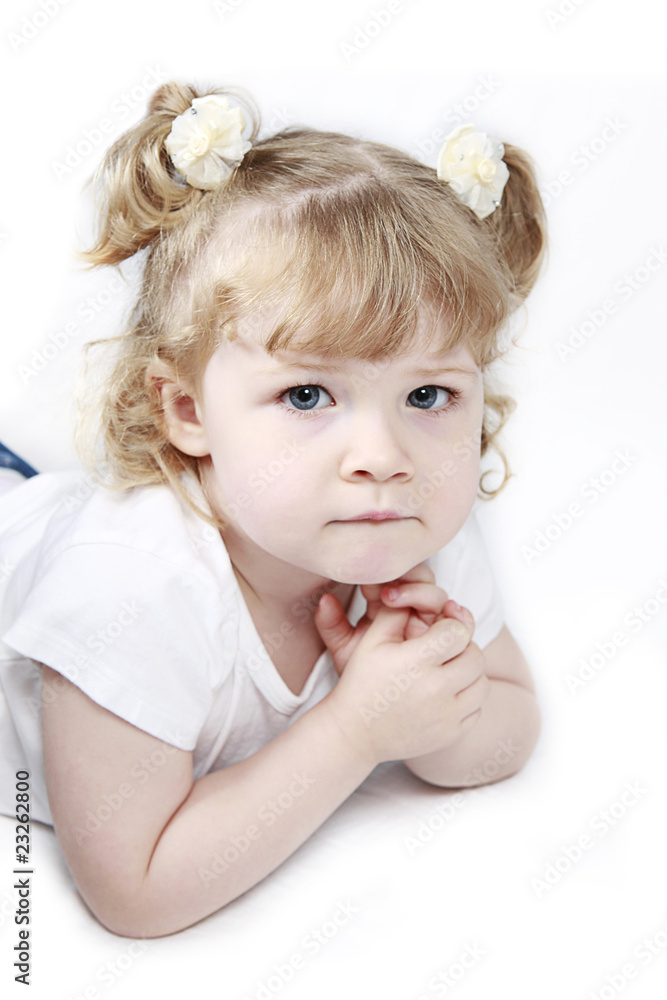 Adorable little girl isolated on white background Adorable little girl isolated on white background