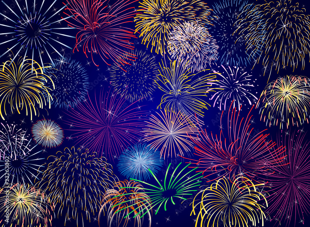Fireworks and starlit sky Fireworks and starlit sky