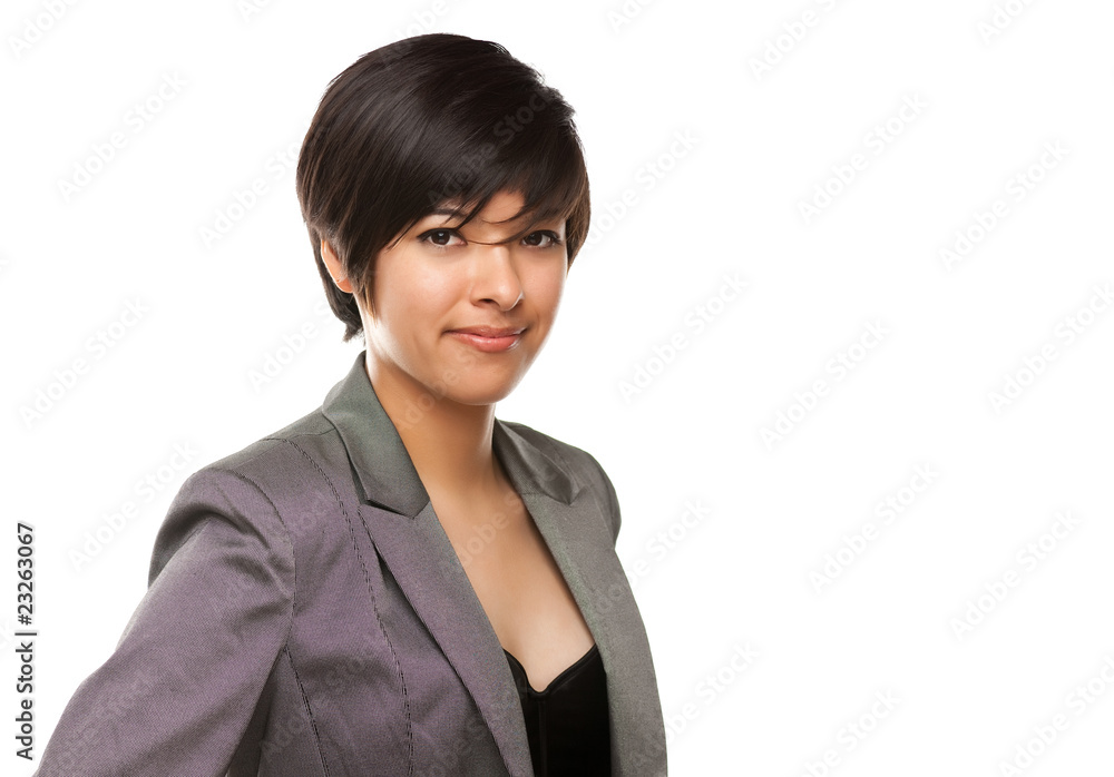 Pretty Multiethnic Young Adult Poses on White Pretty Multiethnic Young Adult Poses on White