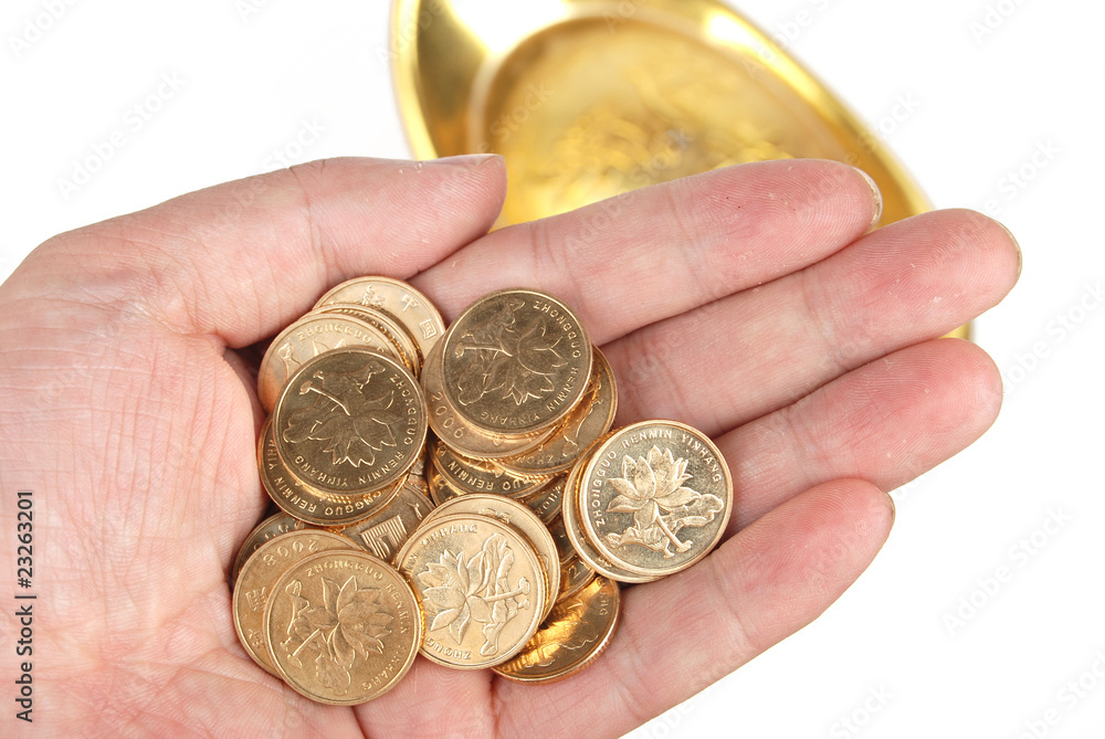 coins on palm coins on palm