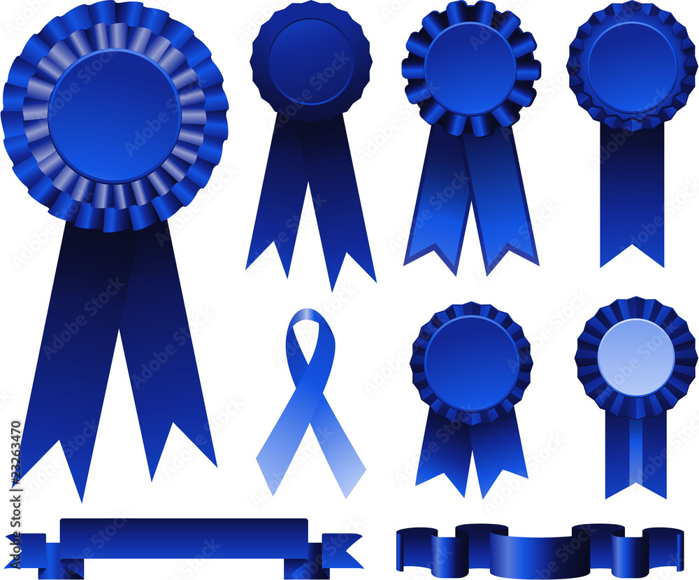 First place blue ribbons Stock Vector | Adobe Stock