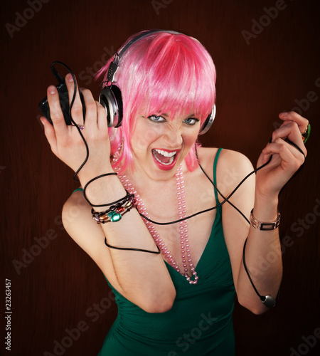 Disco Woman with Pink Hair