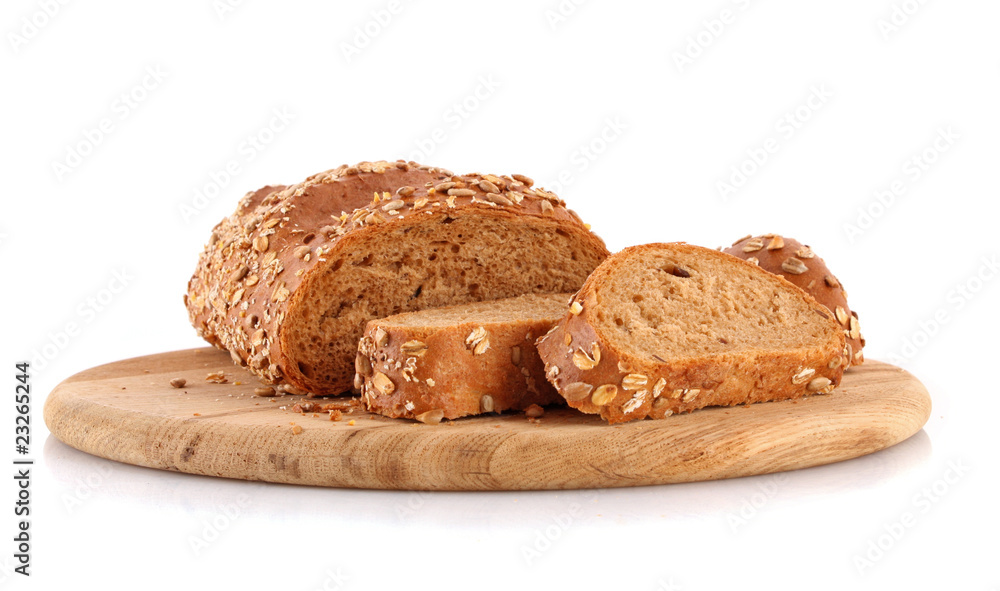 Bread with sunflower seeds isolated on white Bread with sunflower seeds isolated on white