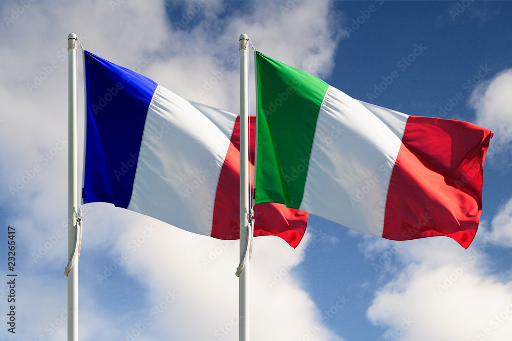 Bandiera italiana e francese Stock Photo