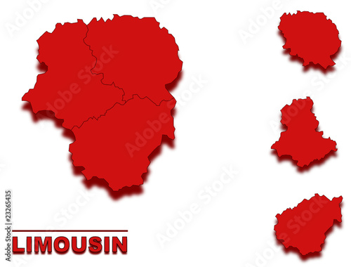 carte limousin région de france en rouge