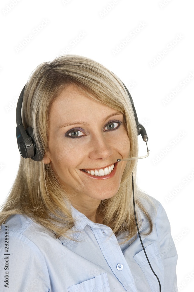 Frau mit Headset