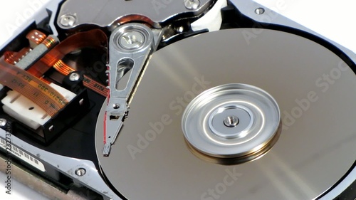 Hard drive closeup working photo