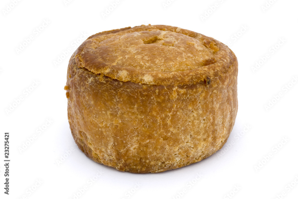 small pork pie isolated on white small pork pie isolated on white