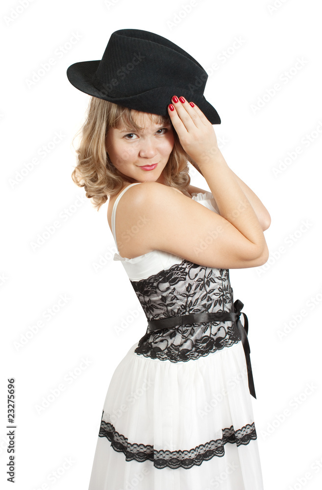 Beautiful girl in dress, studio isolated Beautiful girl in dress, studio isolated