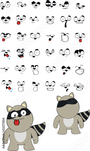 raccoon cartoon set