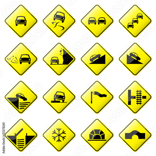 Road Sign Glossy Vector (Set 3 of 8)