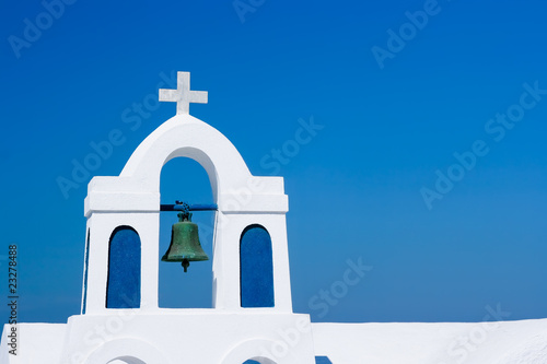 Canvas Print Greek Church Bell Tower