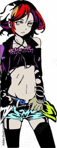 Sexy young girl in anime style