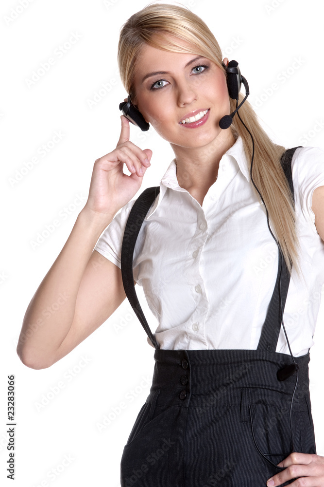 Female customer service representative smiling Female customer service representative smiling