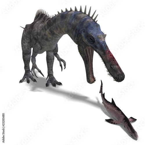 Dinosaur Suchominus. 3D rendering with clipping path and shadow