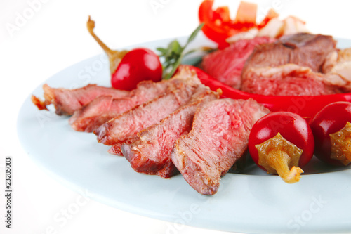 roast beef slices on dish