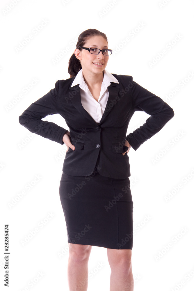 businesswoman with white folder on white background isolated businesswoman with white folder on white background isolated